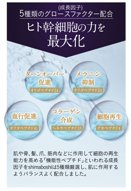シマボシ レストレーションセラム 口コミ shimaboshi 幹細胞美容液 成分 グロースファクター